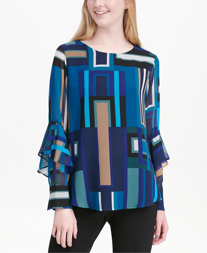 calvin klein ruffle sleeve