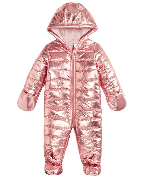 First Impressions Baby Girls Metallic Puffer Snowsuit, Created for Macy ...