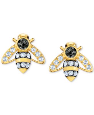 Swarovski Gold-Tone Crystal Bee Stud Earrings - Macy's