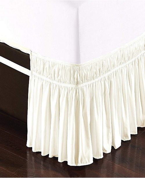 De Moocci Wrap Around Bed Skirt, Elastic Dust Ruffle Easy Fit, Wrinkle
