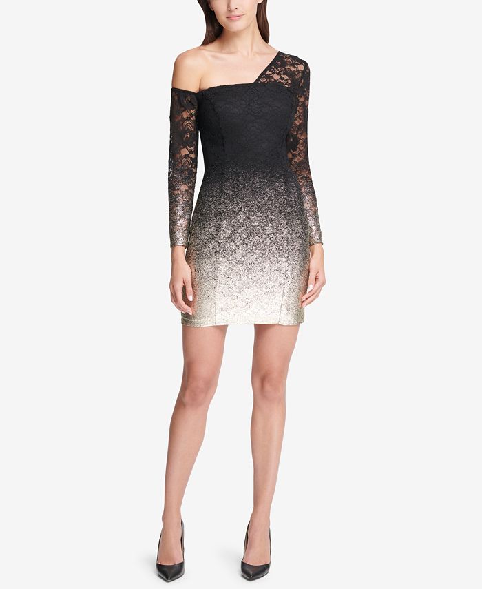 Guess One Shoulder Ruffled Bodycon Dress (S)