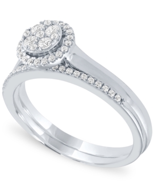 image of Diamond Halo Cluster Bridal Set (1/3 ct. t.w.) in 14k White Gold