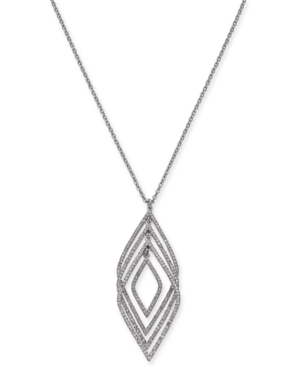 image of Inc Silver-Tone Pave Multi-Layer Pendant Necklace, 30