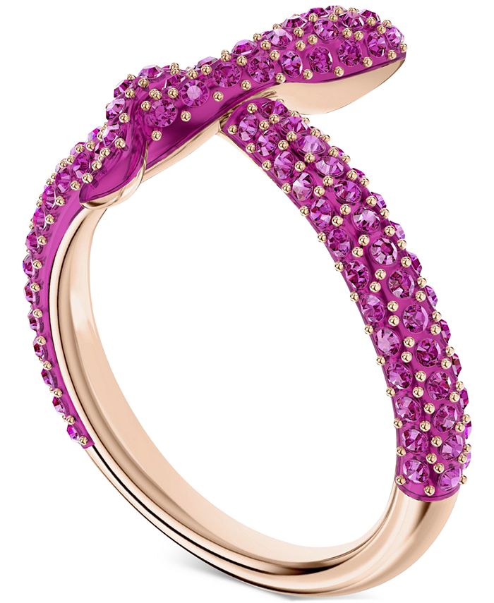 Swarovski Rose Gold-Tone Crystal Snake Ring - Macy's
