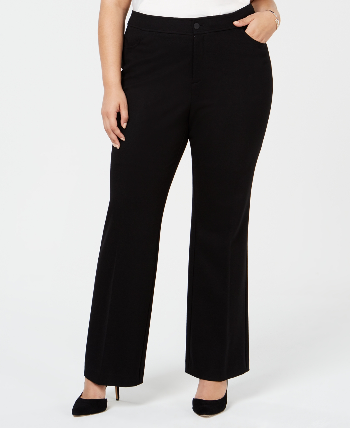 Plus Size Wide-Leg Trousers - Latte