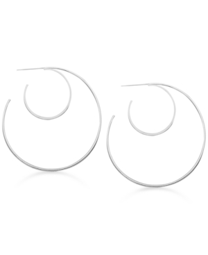 image of Essentials Large Double Circle Medium Hoop Earrings in Silver or Gold-Plate