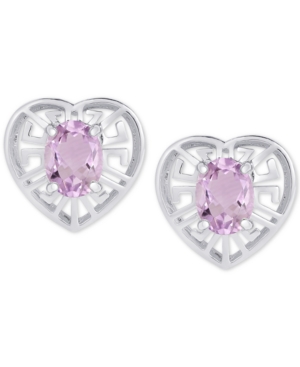 image of Amethyst Greek Key Heart Stud Earrings (1-5/8 ct. t.w.) in Sterling Silver