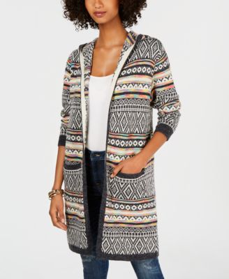 Monteau - Hooded Intarsia Duster Cardigan