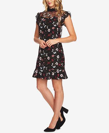 Cece embroidered on sale mesh sheath dress