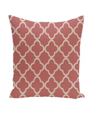 E By Design 16 Inch Coral And Taupe Decorative Trellis Print Throw Pillow In Orange