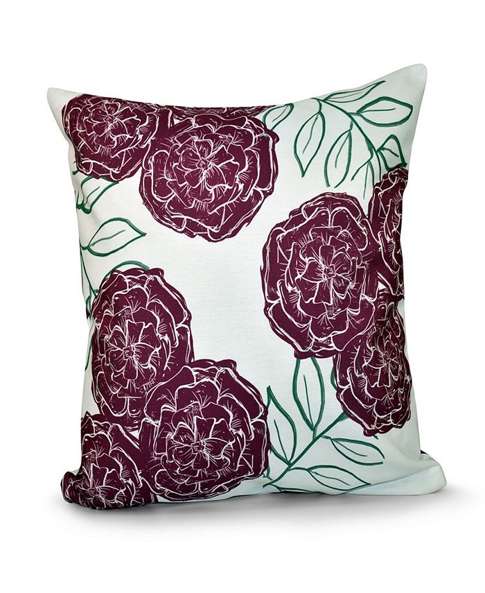 E by Design 16 Inch Off White and Purple Decorative Floral Throw Pillow ...