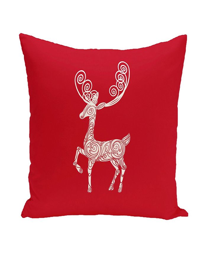 E by Design 16 Inch Red Decorative Christmas Throw Pillow