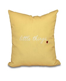 Little Things 16 Inch Yellow Decorative Word Print Throw Pillow