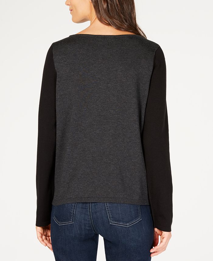 Eileen Fisher Tencel® Bateau-Neck Colorblocked Sweater - Macy's