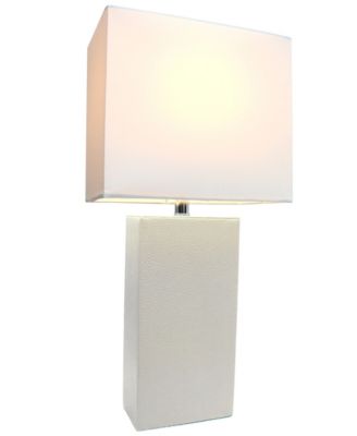 Elegant Designs Modern Leather Table Lamp with White Fabric Shade