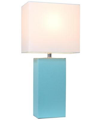 Elegant Designs Modern Leather Table Lamp with White Fabric Shade