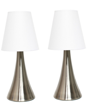Simple Designs Valencia 2 Pack Mini Touch Table Lamp Set with Fabric Shades