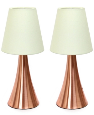 Simple Designs Valencia 2 Pack Mini Touch Table Lamp Set with Fabric Shades