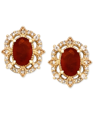 image of Certified Ruby (1-1/3 ct. t.w.) & Diamond (1/8 ct. t.w.) Stud Earrings in 14k Gold