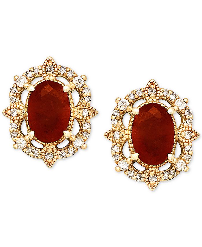 Macy s Ruby 1 1 3 ct. t.w. Diamond 1 8 ct. t.w. Stud