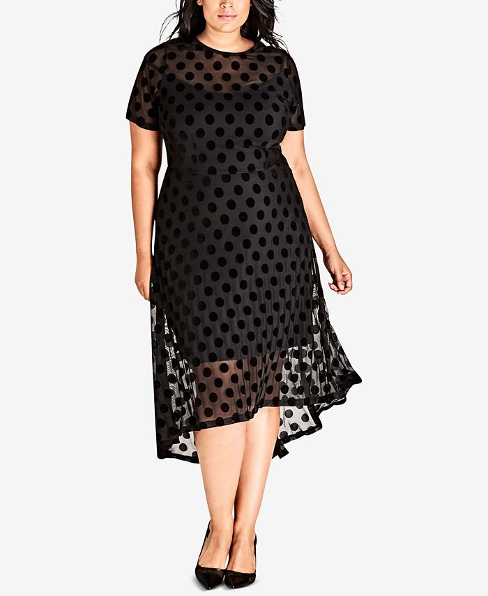 City Chic Trendy Plus Size Sheer Dot High Low Dress Macy s