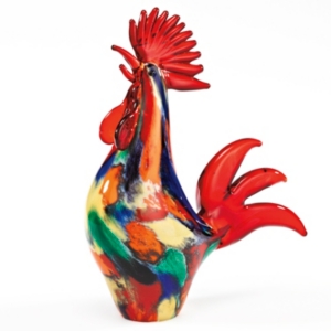 Badash Crystal Colorful Rooster Art Glass Sculpture In Multi