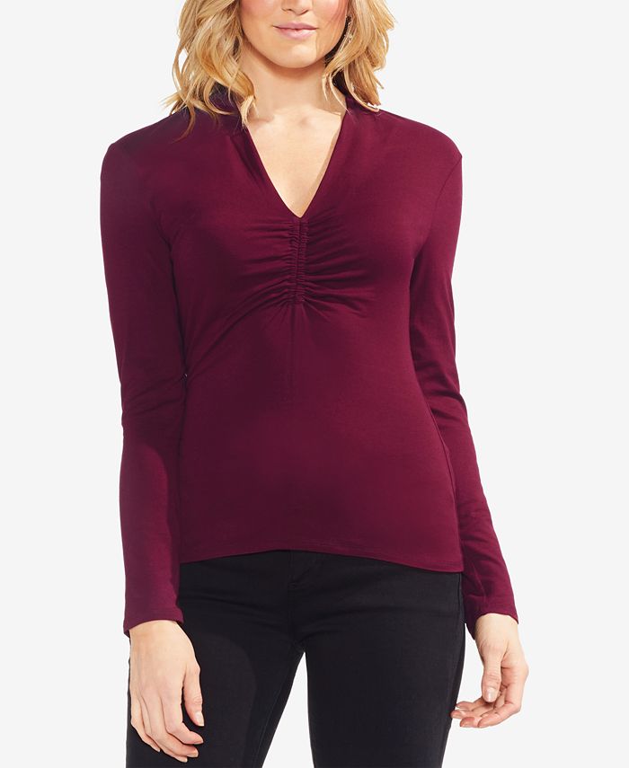 Plus Size - Rib Cinched V-Neck Tee