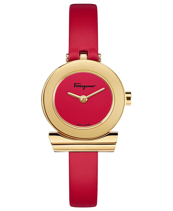 Ferragamo Women's Swiss Gancino Red Leather Strap Watch 22mm & Reviews