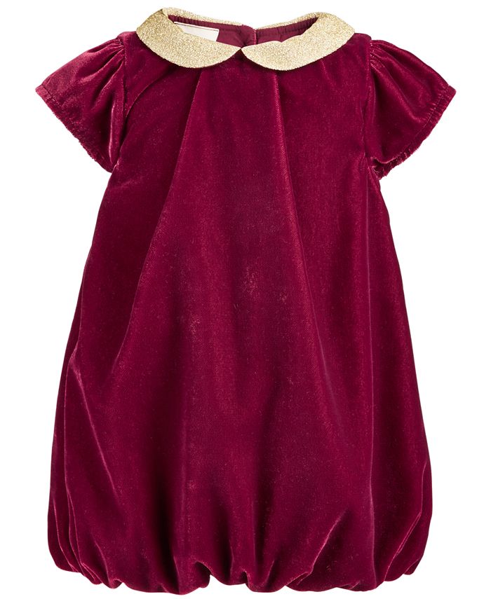 First Impressions Baby Girls Metallic Velvet Peter Pan Collar