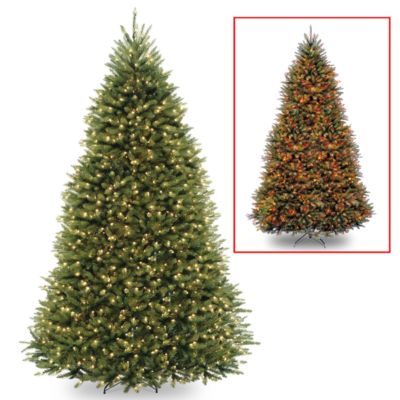 National Tree Company - National Tree 9' Dunhill Fir Hinged Tree with 900 Low Voltage Dual LED Lights with 9 Function Footswitch