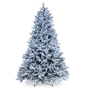 National Tree 7 5' Feel Real Snowy Hamilton Spruce Hinged Tree with 750 Cool White Led Lights