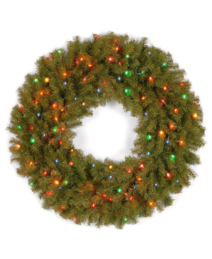 National Tree Company - 36" Norwood Fir Wreath with 100 Multi Lights