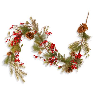 National Tree Company - 60" Cones & Red Berry Garland