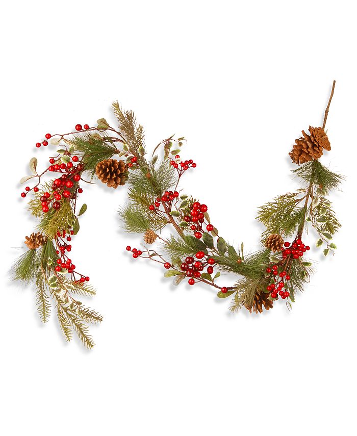 National Tree Company - 60" Cones & Red Berry Garland