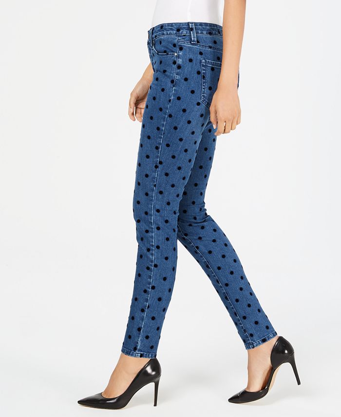 Charter Club Flocked-Dot Tummy-Control Skinny Jeans, Created for Macy's ...