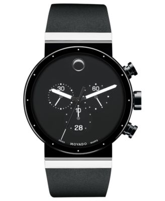 Movado Men's Swiss Chronograph Sapphire Synergy Black Rubber Strap Watch 42mm 0606501