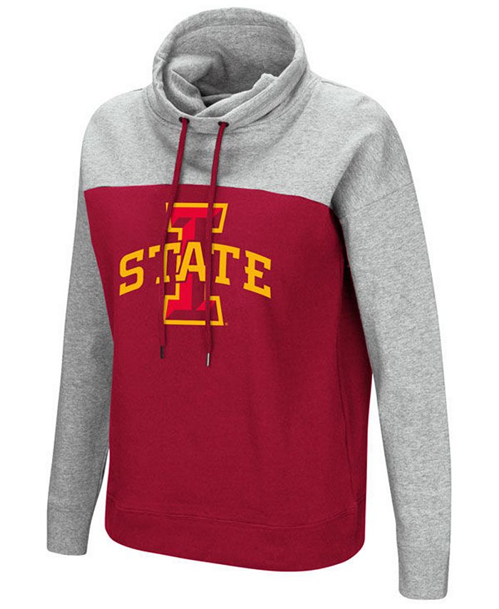 NCAA Iowa State Cyclones Women's Cropped Campus Hoodie - Burnout Fleece (Oatmeal, Large)
