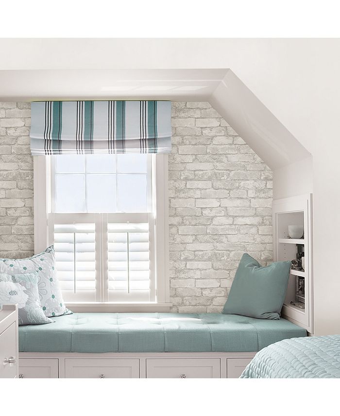 Brewster Home Fashions Grey and White Brick Peel and Stick Wallpaper