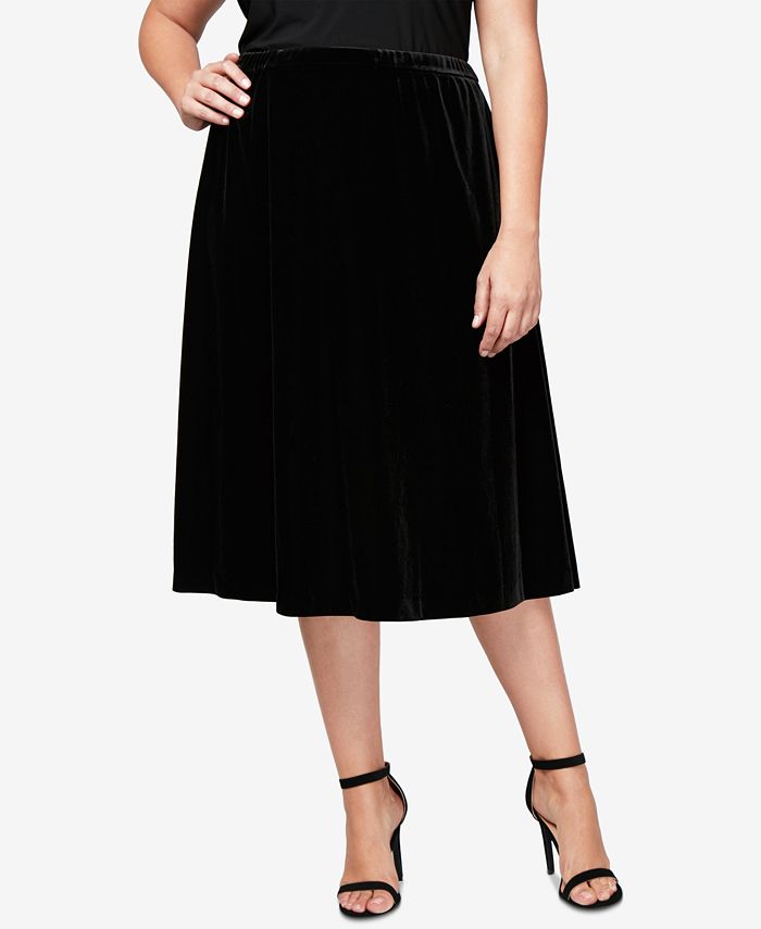 Alex Evenings Plus Size Velvet Midi Circle Skirt Macy s