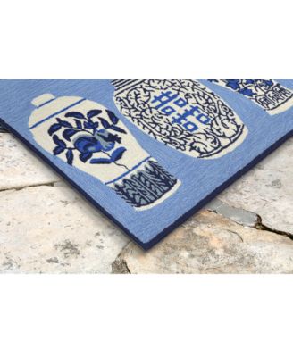 Liora Manne Front Porch Indoor/Outdoor Ginger Jars Blue 2' x 3' Area Rug