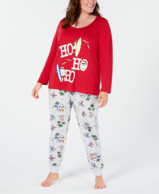 Family Pajamas Matching Plus Size Women's Surfing Santa Pajama Set ...