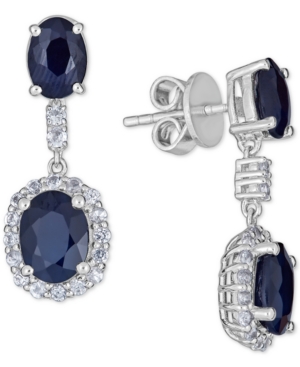 image of Sapphire (5 ct. t.w.) and White Sapphire (3 ct. t.w.) Drop Earring in Sterling Silver
