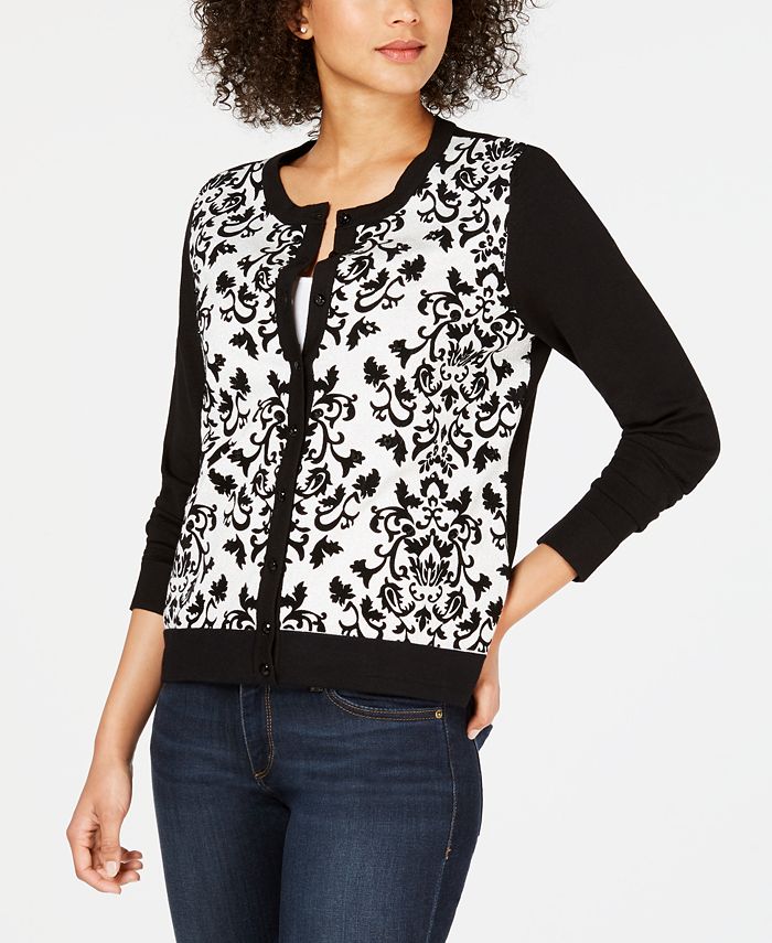 Charter Club Floral Print Cardigan Sweater, Created for Macy's ...