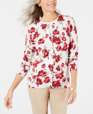 Karen Scott Petite Floral-Print Cardigan, Created For Macy's - Macy's