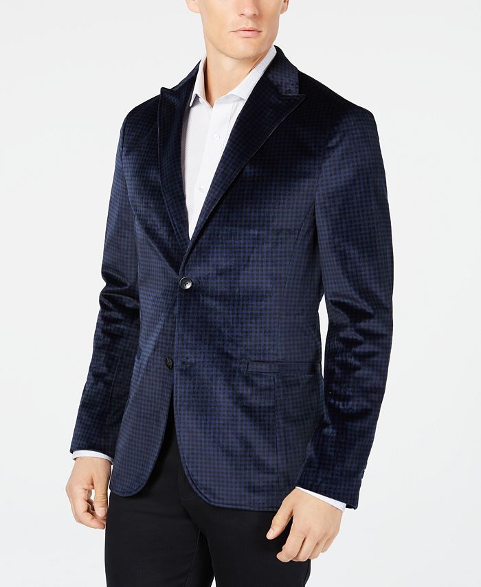 Ryan Seacrest Distinction Men s Slim Fit Check Velvet Blazer