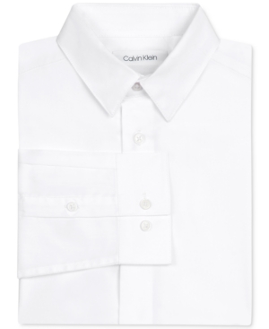 Calvin Klein Big Boys Slim Fit Solid Stretch Poplin Dress Shirt In White
