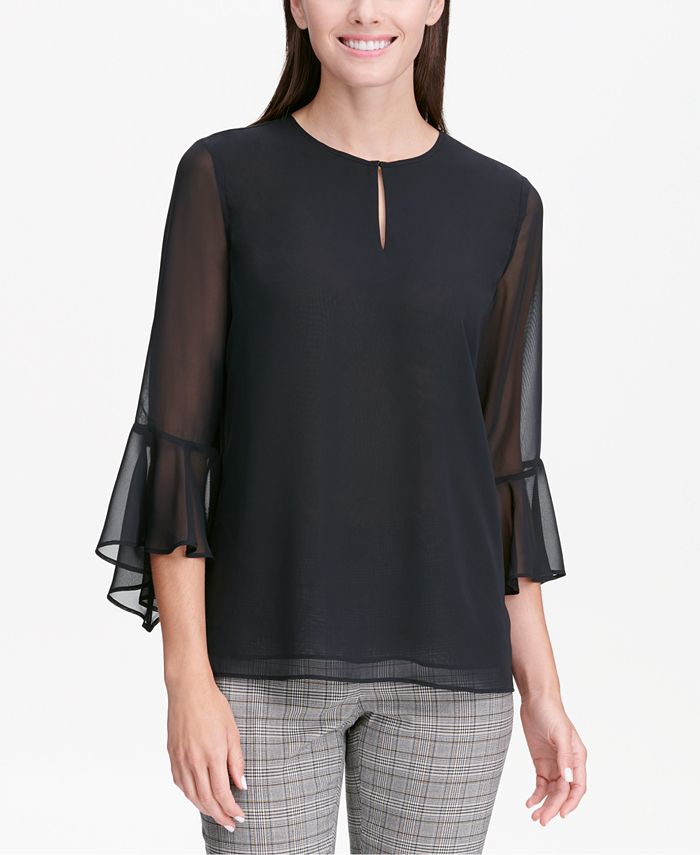 Calvin Klein Bell-Sleeve Blouse - Macy's