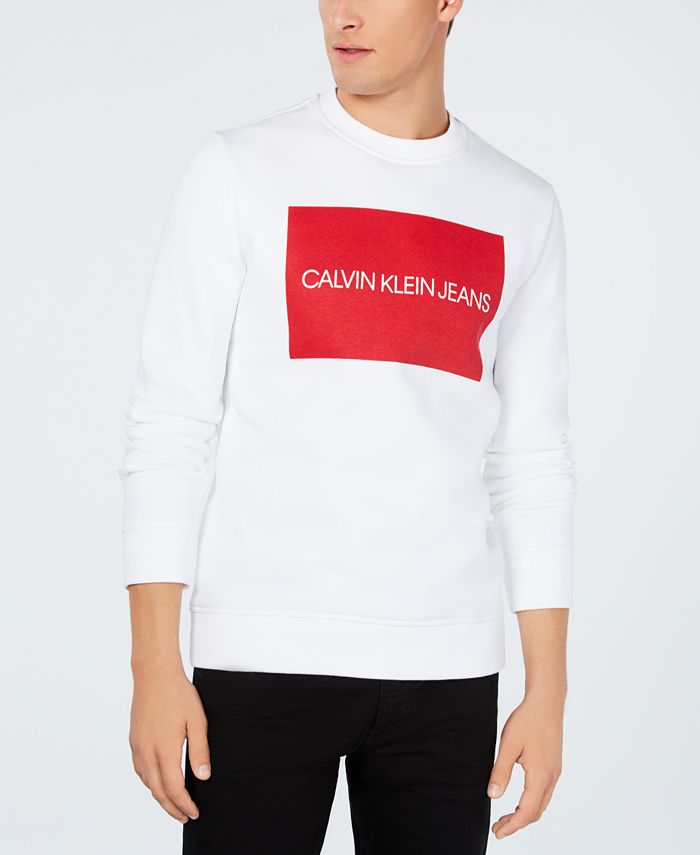 Calvin Klein Jeans Men's Institutional Logo Long-Sleeve Sweatshirt - Macy's