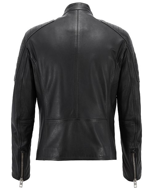 Hugo Boss BOSS Men's Leather Biker Jacket & Reviews - Coats & Jackets ...