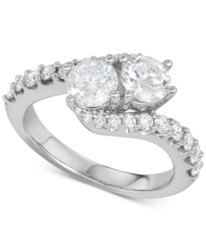 image of Diamond Two-Stone Twist Engagement Ring (2 ct. t.w.) in 14k White Gold